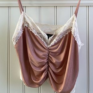 Topshop Cropped Silk/Lace Camisole